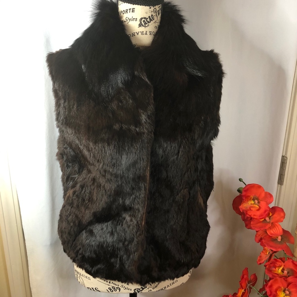 Dino Ricco Natural Genuine Rabbit Fur Vest Sz M